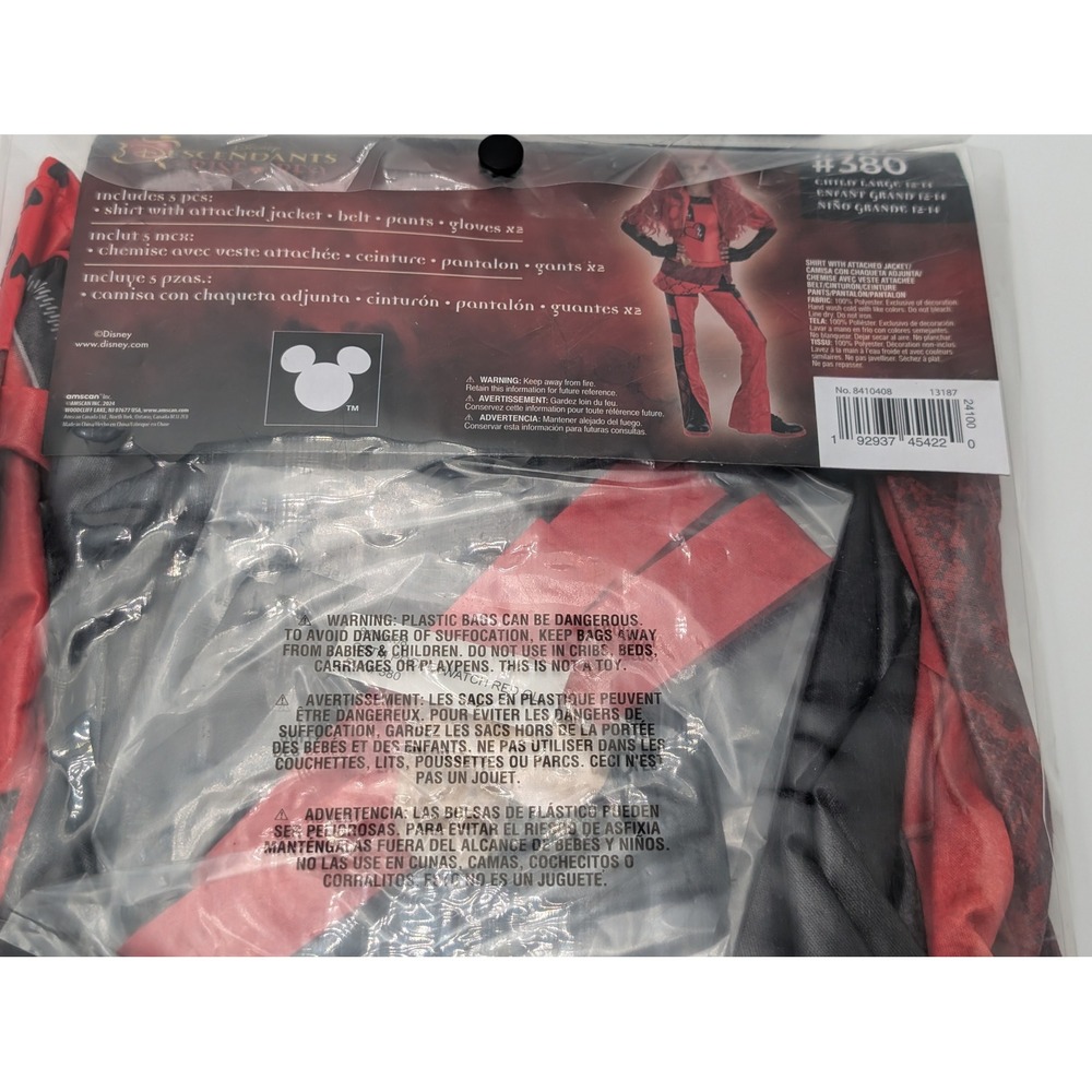 Disney Costume Kids L 12-14 Red Descendants The Rise of Red 5pc Outfit Halloween - Picture 6 of 6